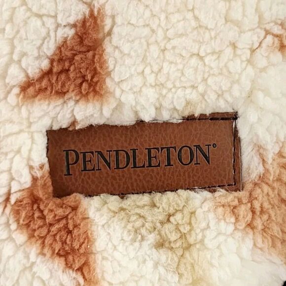 Pendleton Boho Sherpa Throw Blanket Southwest Tribal Cream Blue Brown Fleece NEW - Picture 7 of 11